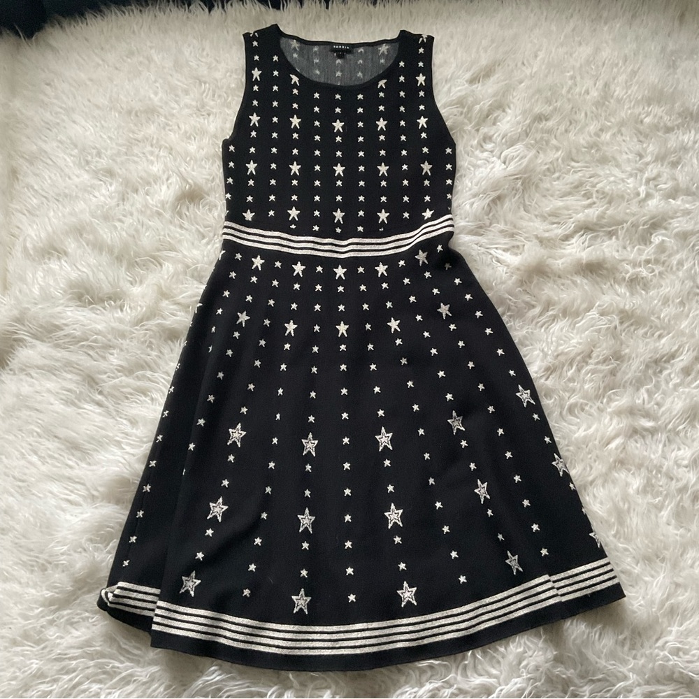 Torrid Black & White Star Sweater Knit Sleeveless Skater Dress - Picture 4 of 7